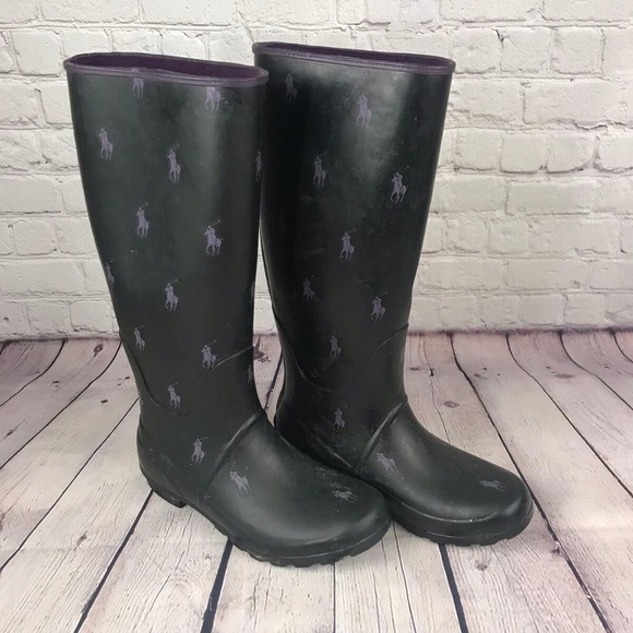 ralph lauren black rain boots